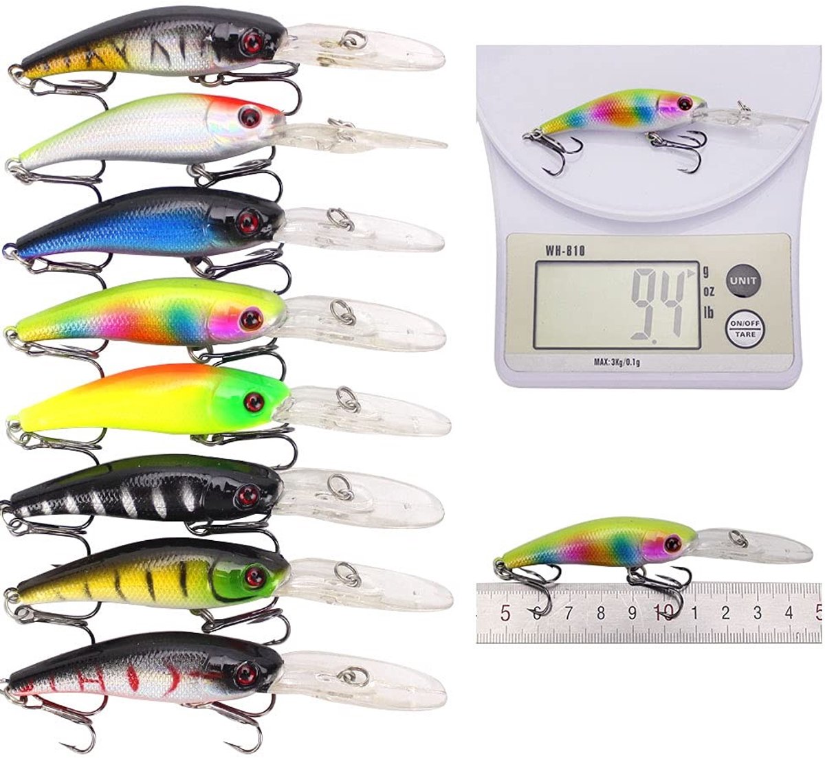 Dailygoods- Duikvissen Lokaas Set 43-delig - Kunstaas Snoek/Zoet- en Zeebaarsforel - 3D Ogen - Levensechte Zwemacties - Stalen Kogels