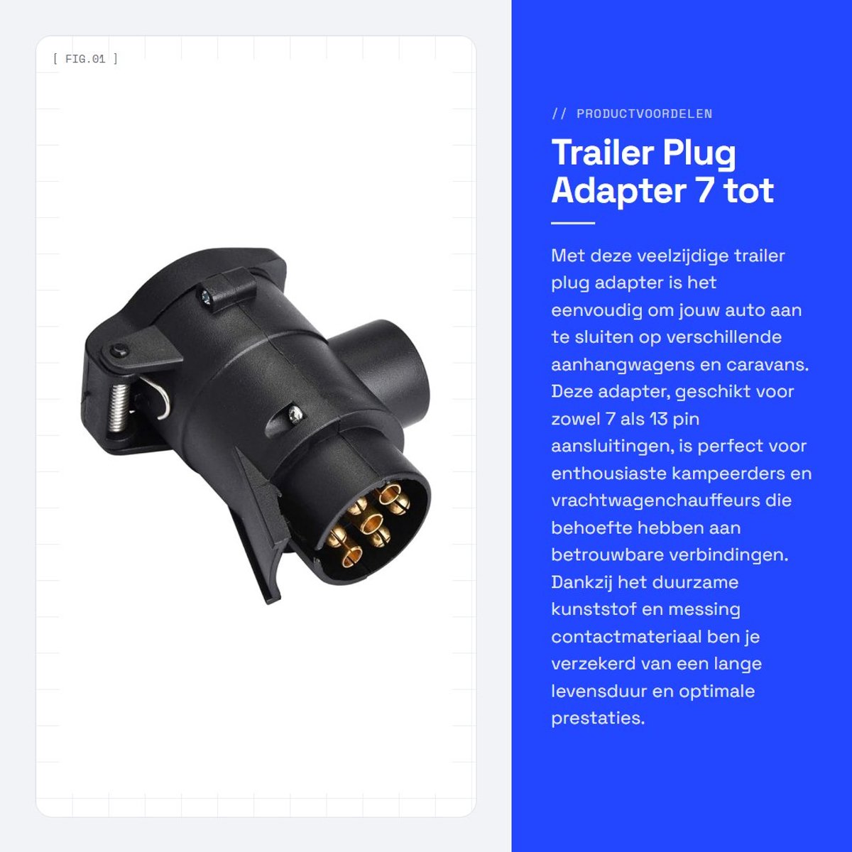 Dailygoods - Trailer Plug Adapter - 7 tot 13 Pin - Betrouwbare Aansluiting - Zwart - Trekhaak Connector - Ideaal voor Caravans en Aanhangwagens - 12V