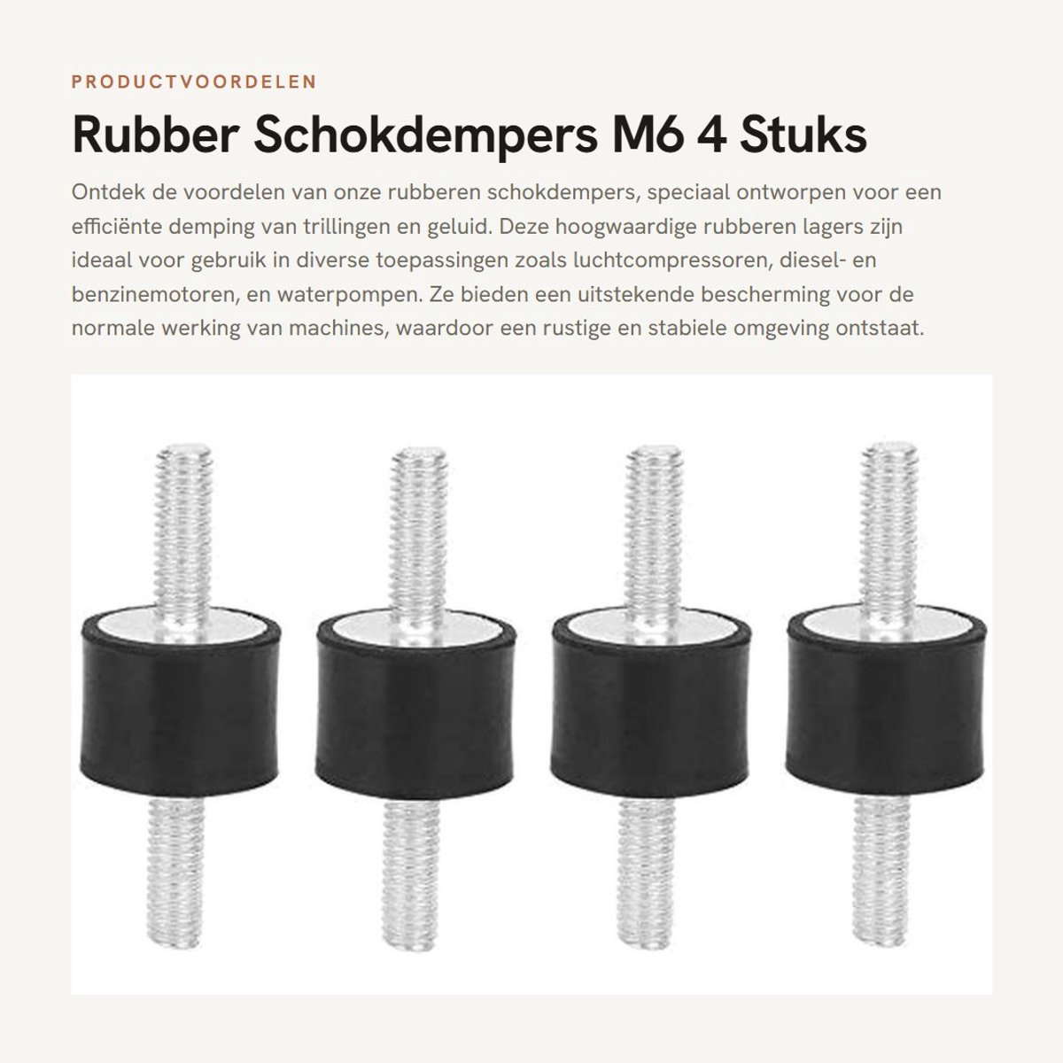 Dailygoods- Rubber Lagers 4 Stuks - Schokabsorber - Geluidsisolatie - Antivibratie - Dempingselement - Rubber/Metaal - Vibratie-absorber