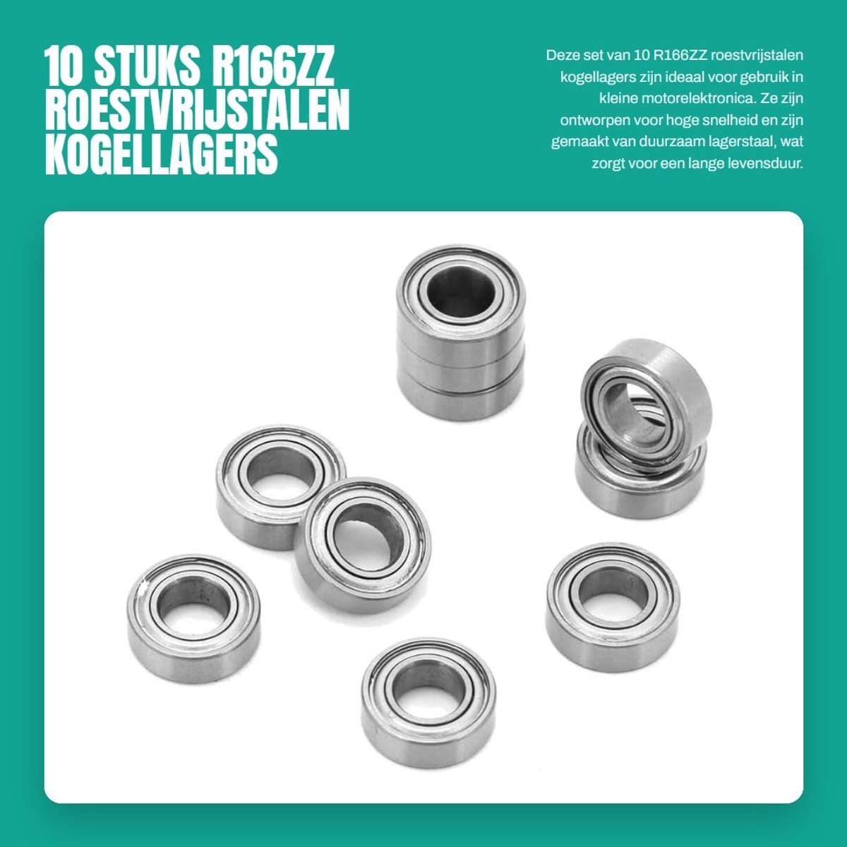 Dailygoods - 10 Stuks R166ZZ Roestvrijstalen Kogellagers