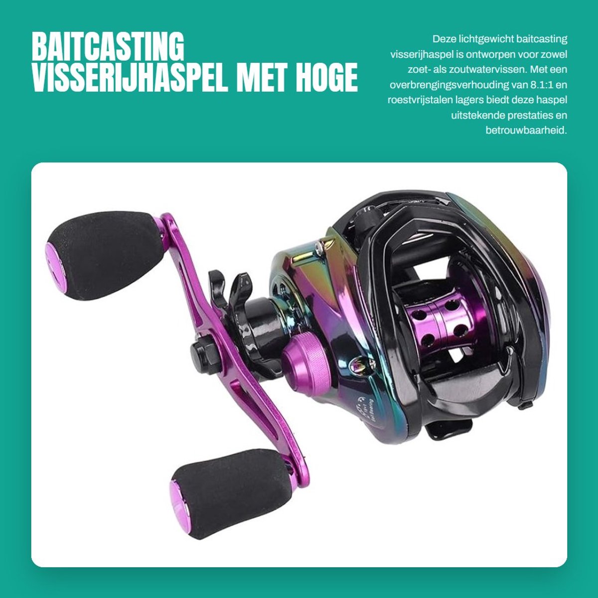 Dailygoods- Visserijhaspel Hoge Snelheid 8.1:1 - Lichtgewicht Metaal - Gegoten Viswiel - Roestvrijstalen Lagers - All Water Universal - 12-speed Magnetische Rem