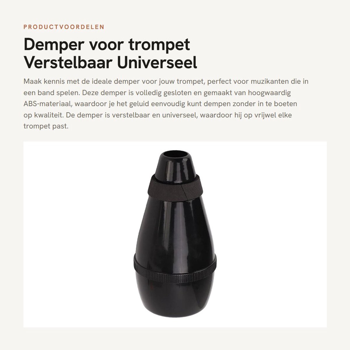 Dailygoods- Demper Universeel - Verstelbaar - Volledig Gesloten - Trompet - ABS - Zwart - Trompetdemper