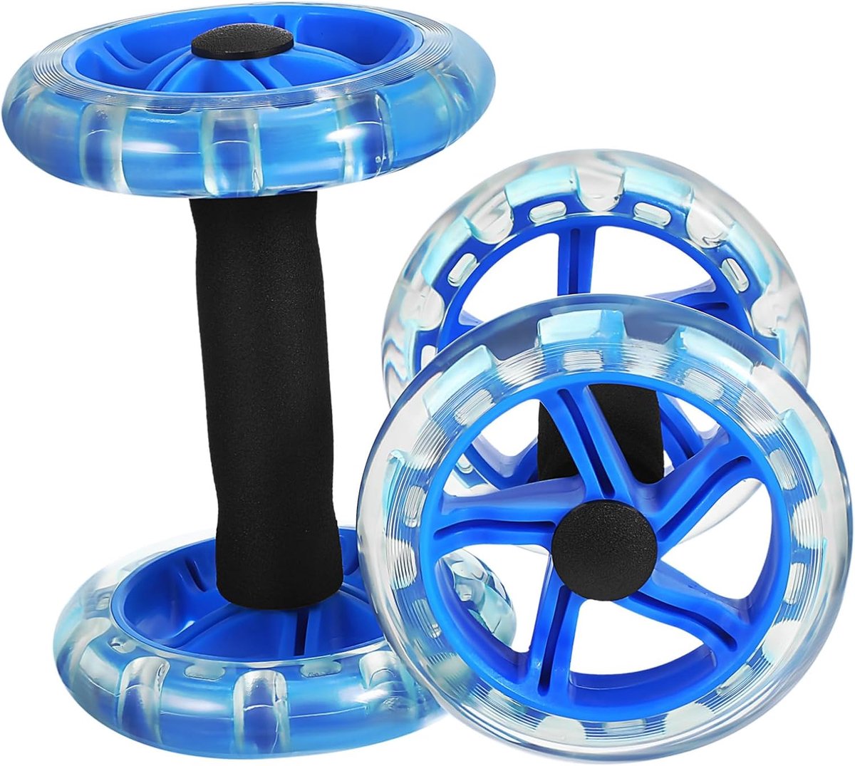 Fitnesswiel Dubbel - Buikroller Core - Buikspieren Trainen - Antislip Handgrepen - 20 cm - Blauw