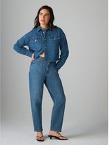 Next - Dames - Hourglass comfortabele mom jeans met stretch en stretch - Petite - Blauw