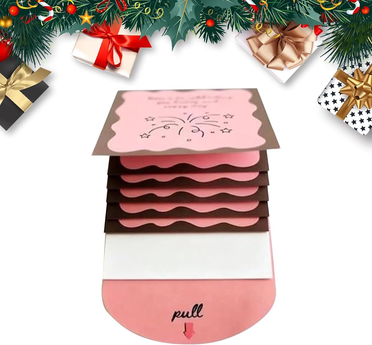 Kerstkaart Boek - Herinneringen Boekje - Kaarten Verzamelen - Uittrekbare Waterval - 19 x 11 cm - Roze