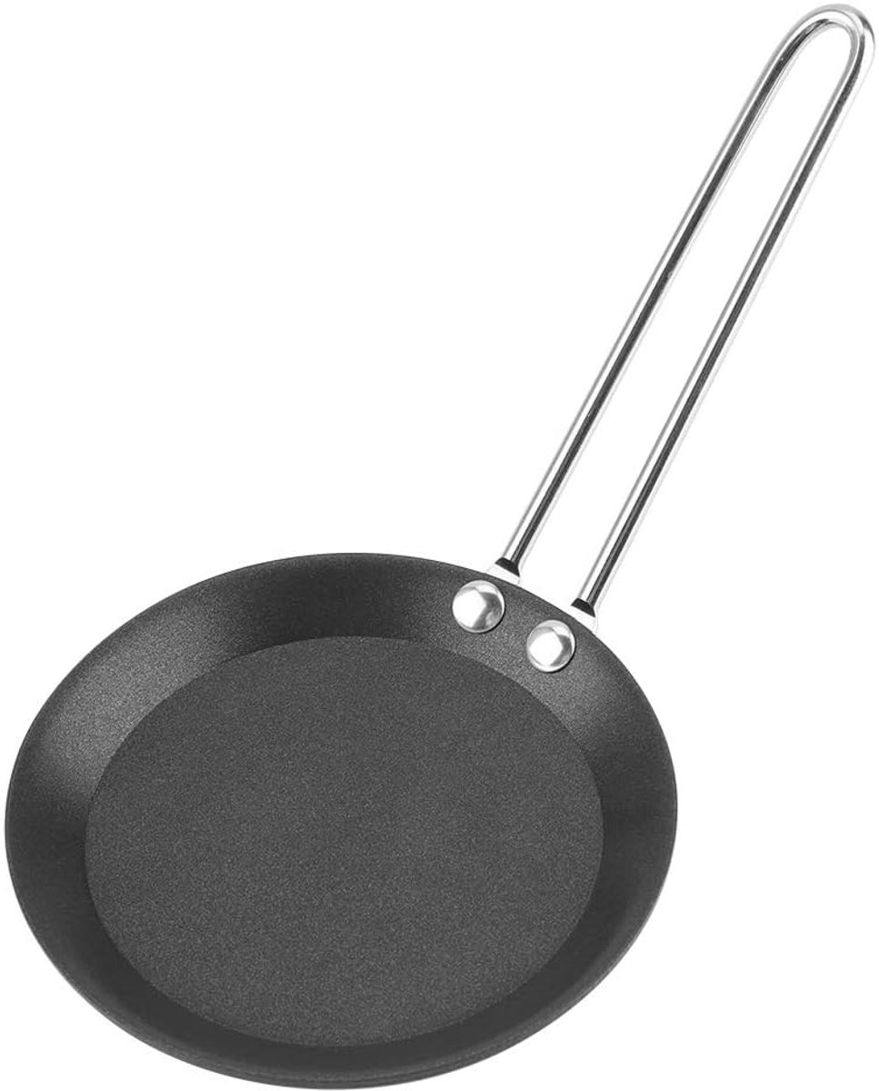 Mini Koekenpan - Kleine Wok - Ontbijt Maken - Gelijkmatige Warmteverdeling - 12 cm Diameter - Zwart