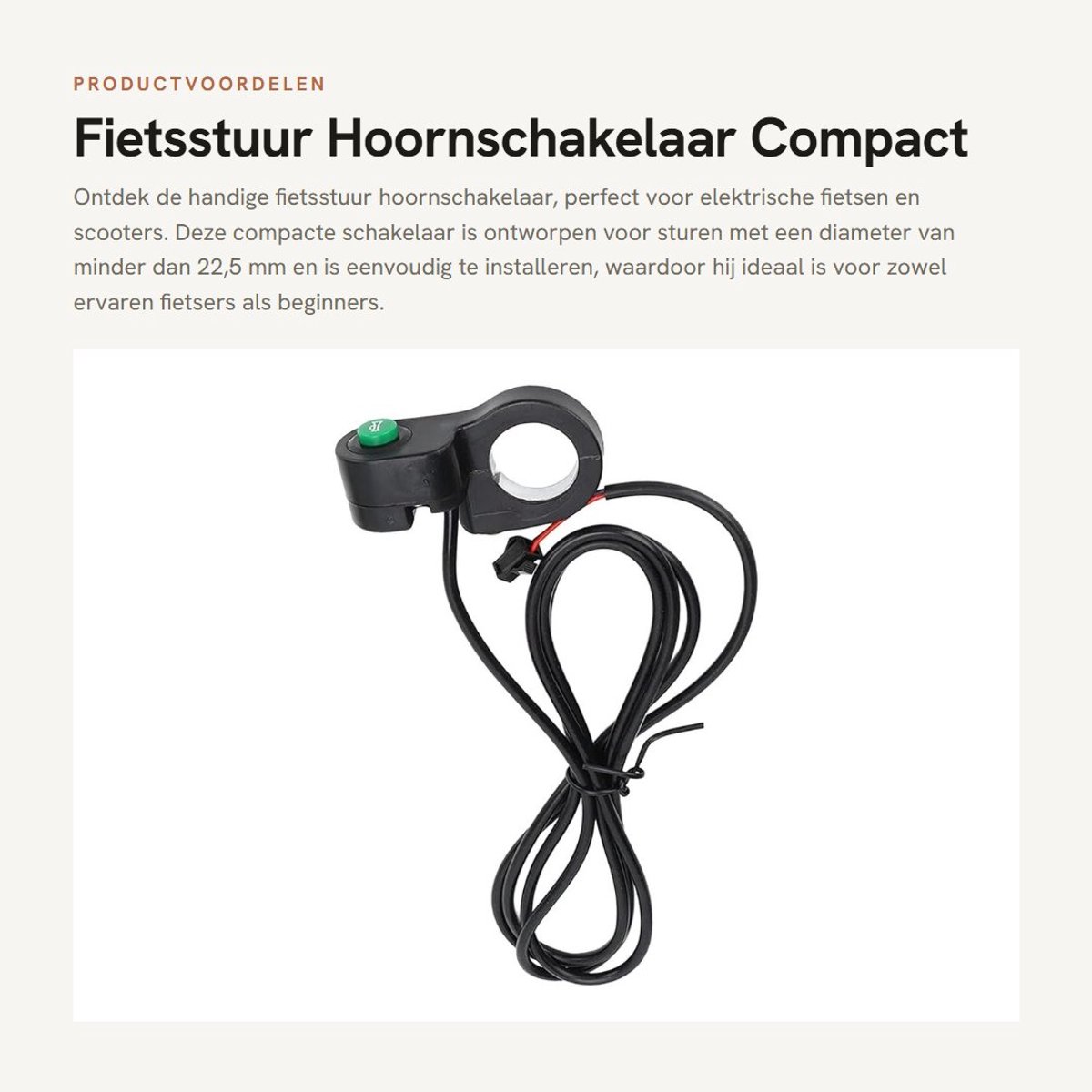Dailygoods - Fietsstuur Hoornschakelaar - Compact Fietshoornknop - Eenvoudig te installeren - Geschikt voor Elektrische Fietsen - Universeel ontwerp -...