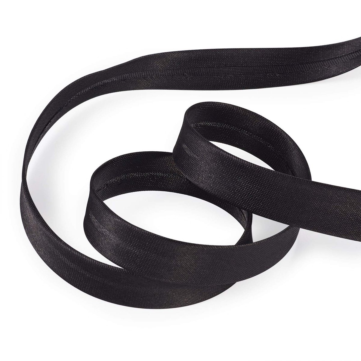 Dailygoods- Bias Tape Zwart - Dubbele Vouw - 5/8" (14-15mm) Breed - 80m/rol - Polyester Satijn - Perfect voor Naaien en Quilten - Biaisband