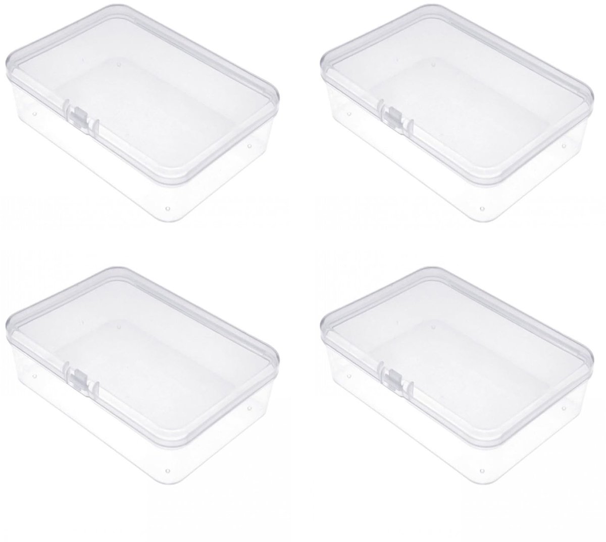Dailygoods- Speelkaartenhouder 4x - Opbergdoos met deksel - Transparant - Duurzaam plastic - 10,2 x 7,2 x 2,5 cm - Stevige sluiting