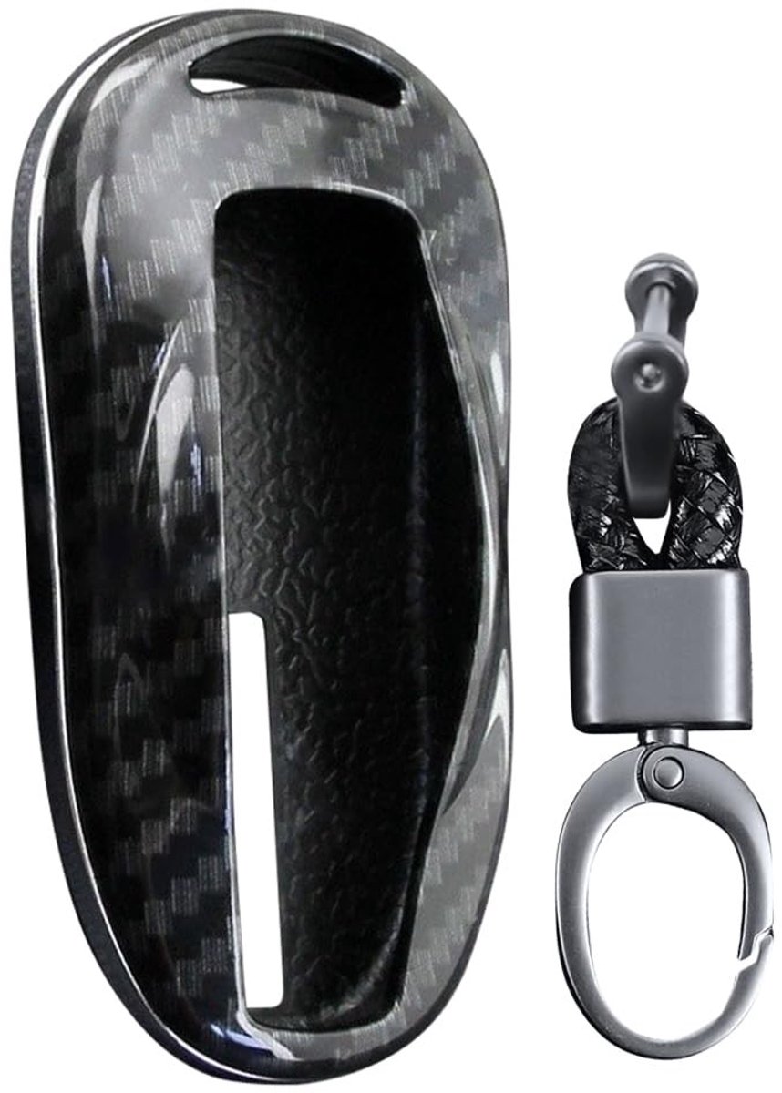 Dailygoods- Autosleutel Hoesje - Koolstofvezel - Sleutelhanger - Beschermhoes 2012-2023 - Compatibel met Tesla Model S - Hoogwaardig ABS materiaal