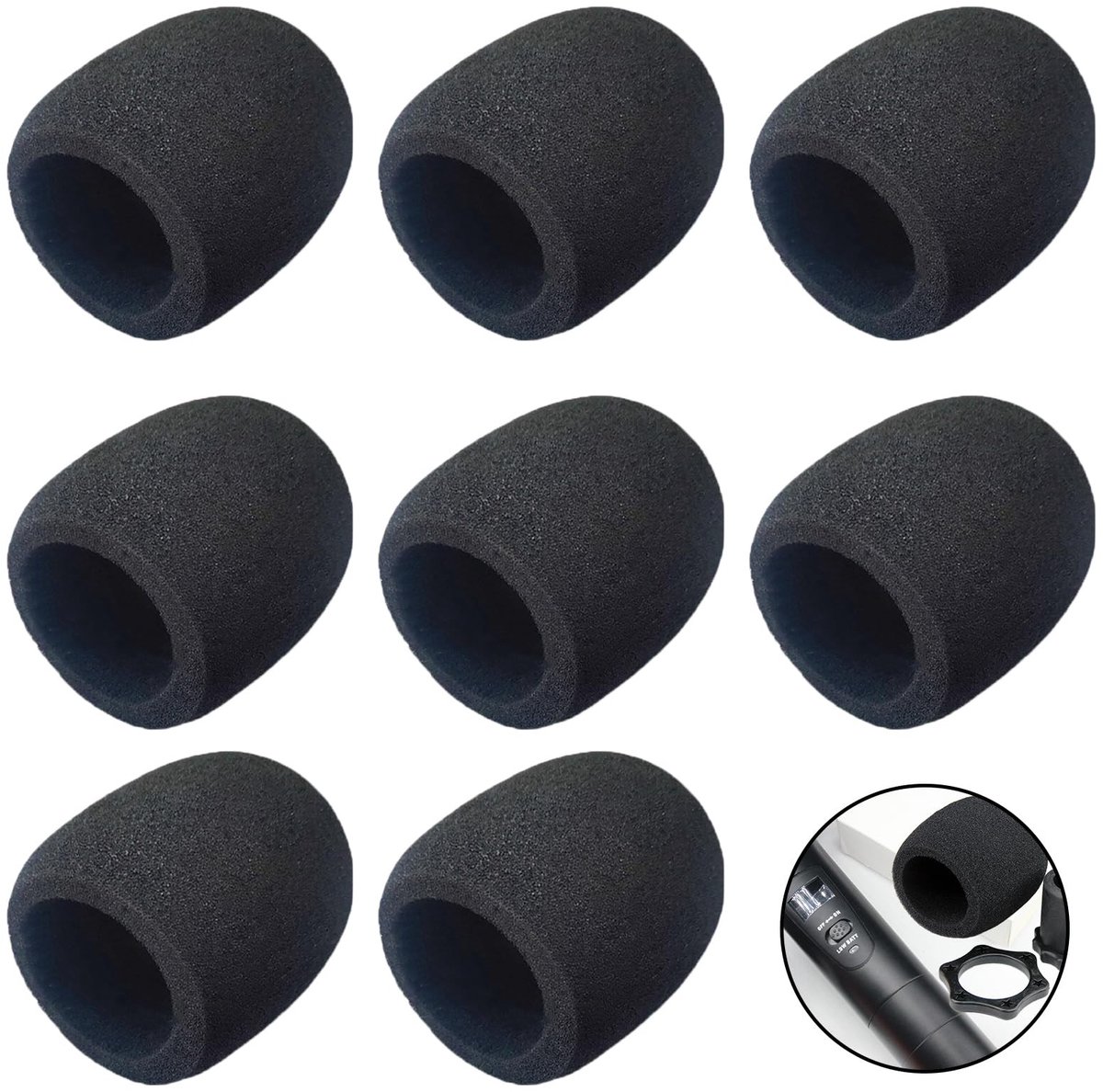 Dailygoods- Windscherm Microfoon - 8 Stuks - Schuimrubberen Afdekking - Herbruikbaar - Wasbaar - Geluidsfilter - Microfoonhoes