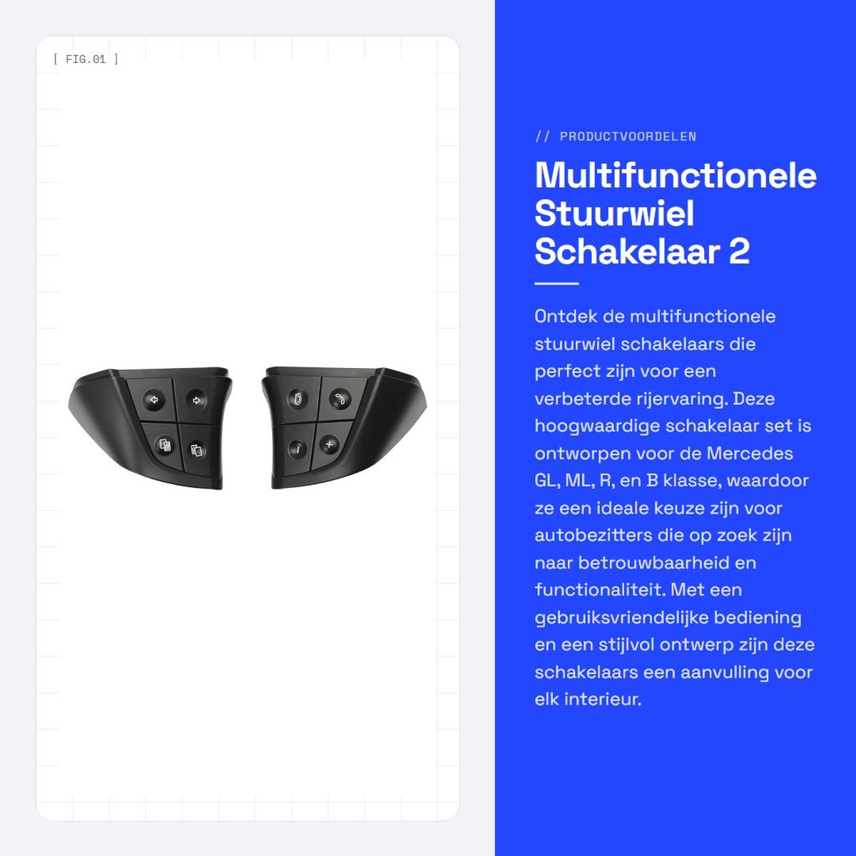 Dailygoods - Multifunctionele Stuurwiel Schakelaar - 2 Stuks - Hoogwaardige ABS Materialen - Zwart - Stuurwiel Knop - Geschikt voor Mercedes GL ML R B...
