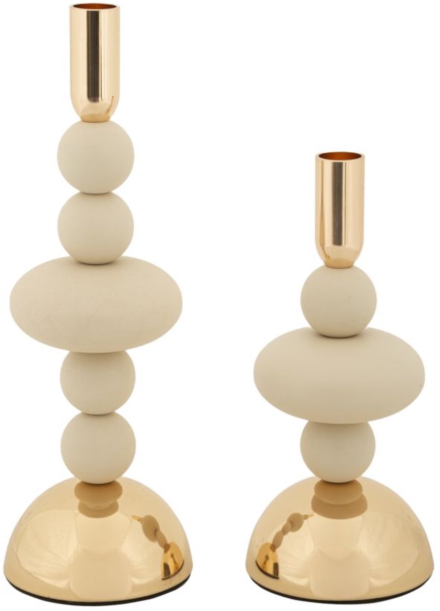 Mauro Ferretti Kandelaar Galaxy Cream Set 2 Pcs Ø 10×22 cm Crème