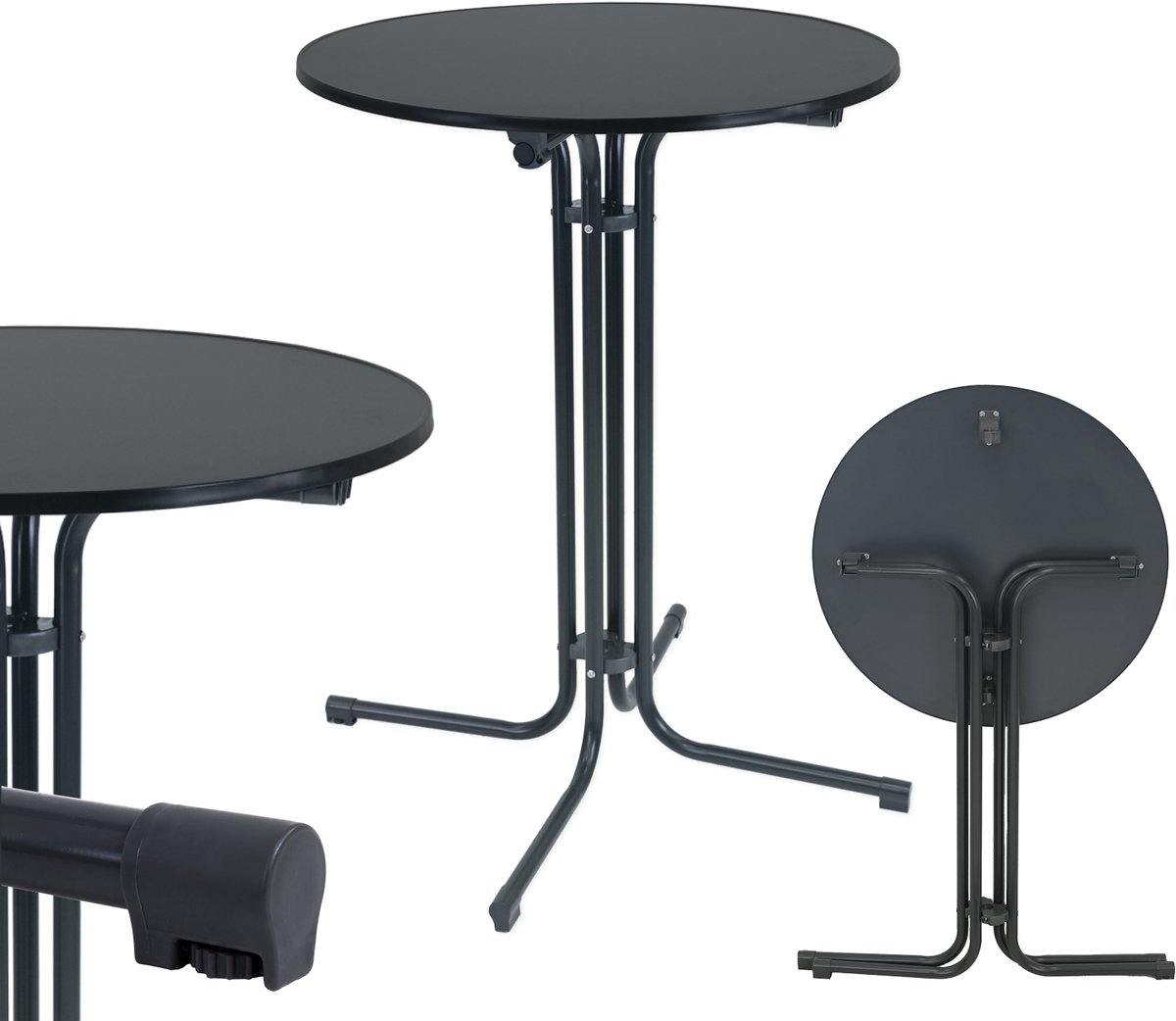 Klapbare bartafel Ø 80 cm hoogte 110 cm stalen gastentafel Feesttafel Bistrotafel in antraciet