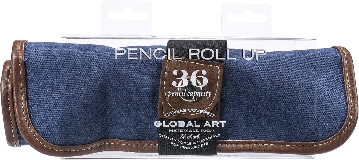 Potlood etui - Opbergrol - Kunstenaar benodigdheden - Rolbaar ontwerp - Houdt 36 potloden - Denimblauw