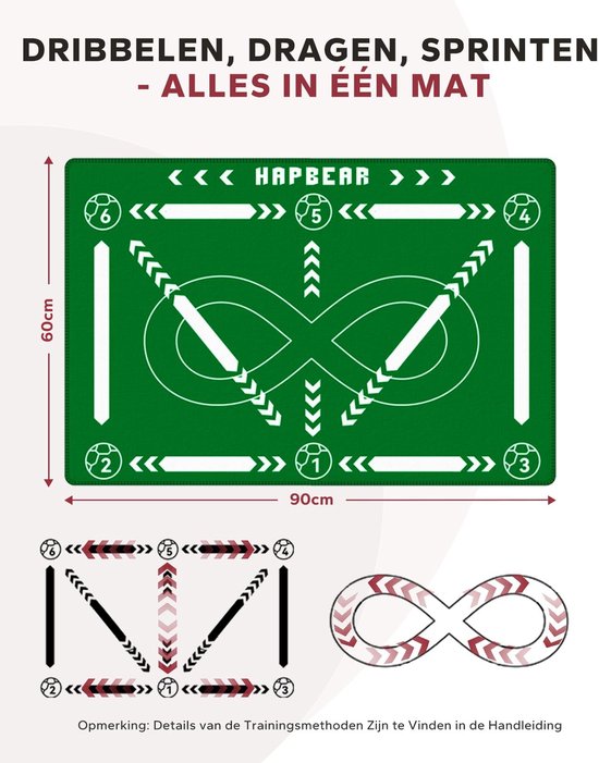 Voetbaltrainingmat - Oefenmat Balcontrole - Voetbalvaardigheden Verbeteren - Antislip Oppervlak - 90 x 60 cm - Groen — afbeelding 2
