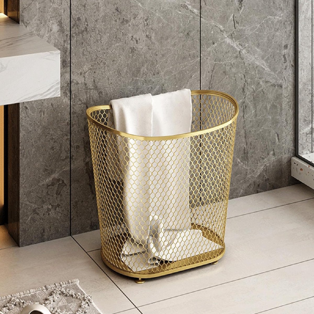 Wasmand Kledingmand Was Sorteren Stijlvol Gaasontwerp 47 cm Goud