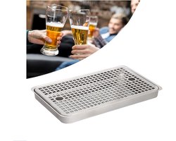 Lekbak Roestvrij Staal - Druppelbak Keuken - Aanrecht Schoonhouden - Afneembaar Deksel - 40 x 19 x 3 cm - Zilverkleurig