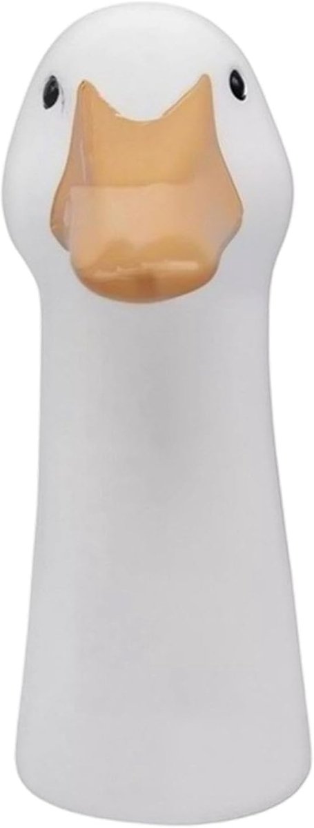 Decoratieve Vaas - Bloemenpot - Woondecoratie - Uniek Ganshoofd Design - 21 cm hoog - Wit