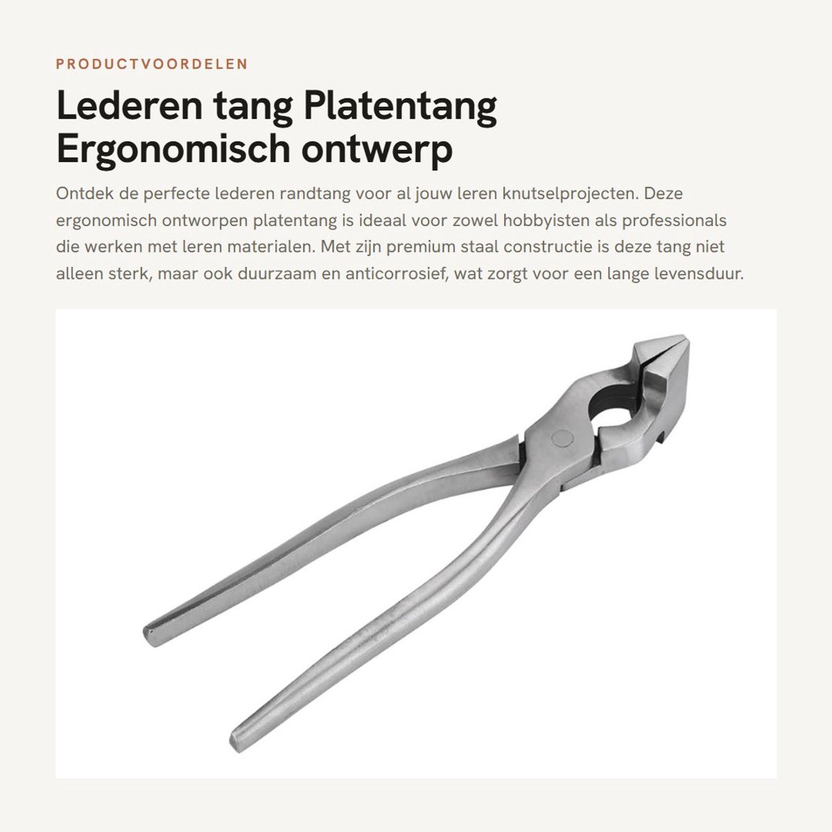 Dailygoods- Platentang Anticorrosief - Lederen Randtang - Handig Hulpmiddel - Duurzaam Staal - Arbeidsbesparend - Sterke Bijtkracht - Ledertang