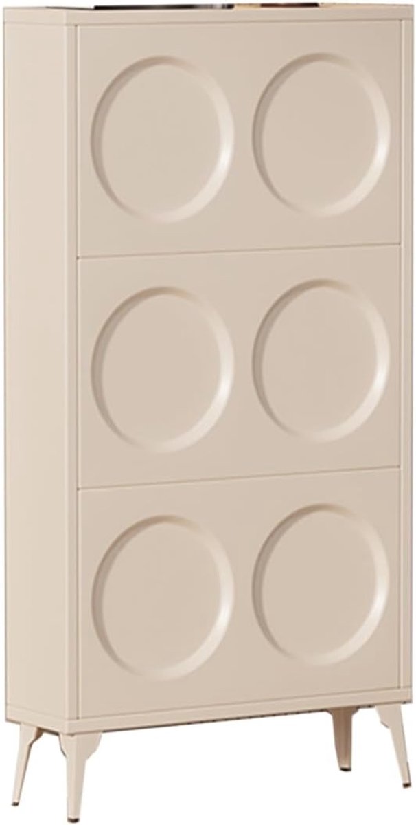 Schoenenkast - Opbergkast Entree - Schoenen Opbergen - Ultra Dun Flip Deuren - 60x24x120cm - Wit