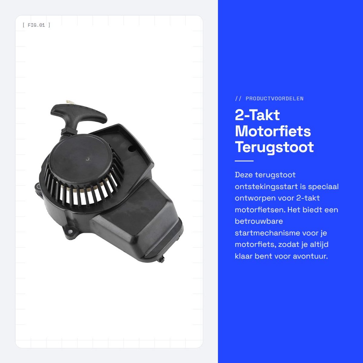 Dailygoods- Terugstoot Ontstekingsstart - 2-takt Motorfiets - Dirt Quad Trekstarter - Zwart - Hoogwaardige Kwaliteit - Wereldwijd Merk