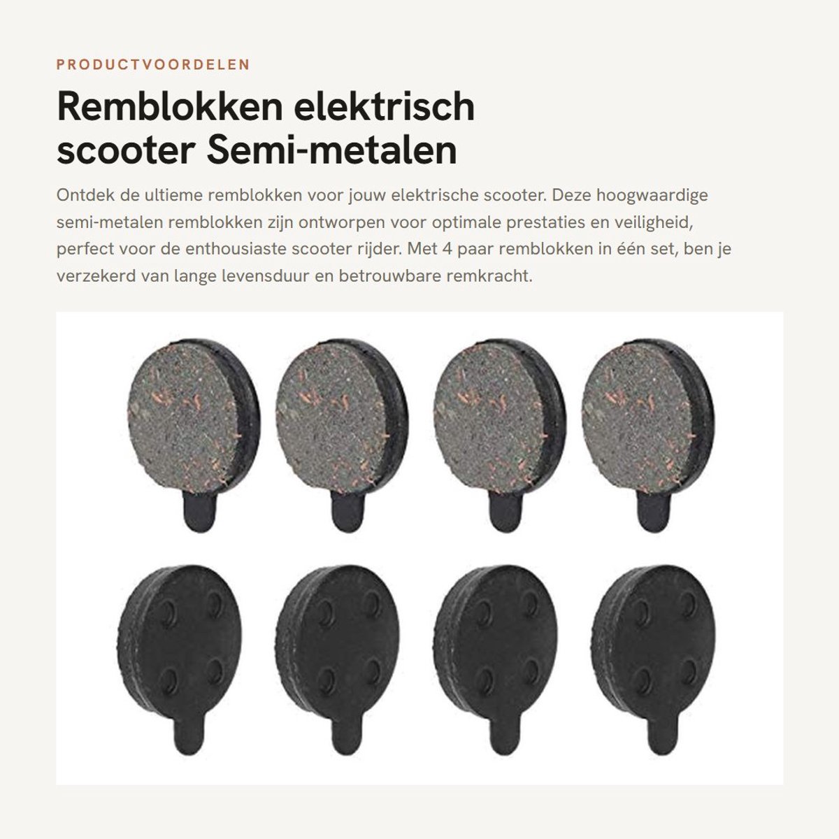 Dailygoods - Remblokken elektrisch scooter - Semi-metalen remblokken - 4 paar remblokken - 10 inch formaat - Remschijven met dempend effect - Geschikt...