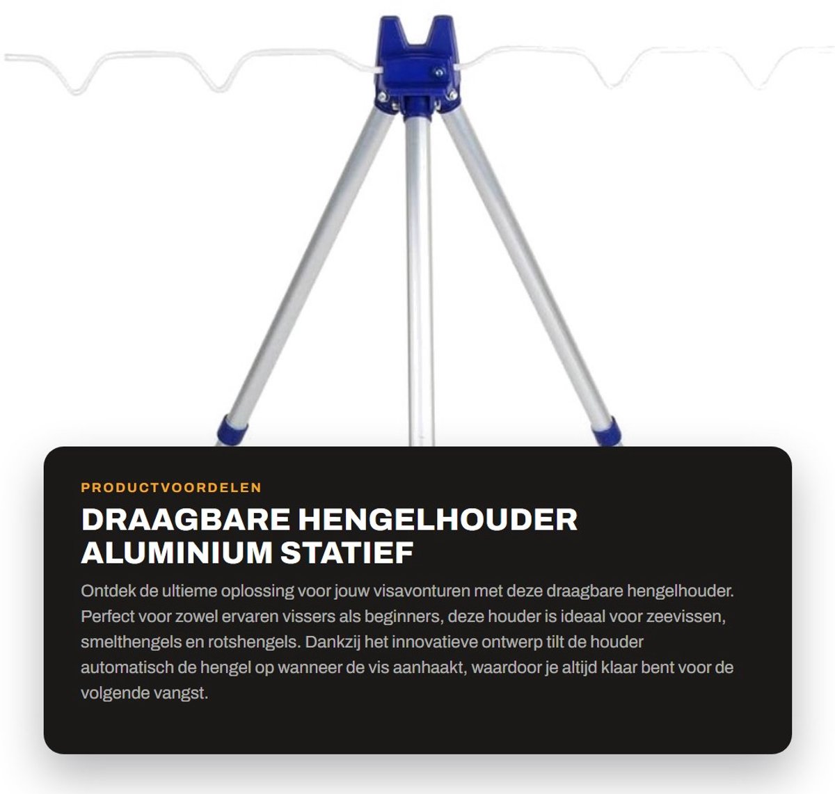 Dailygoods- Hengelhouder Draagbaar - Aluminiumlegering - Opvouwbaar - Voor 5 Hengels - 120 cm - Comfortabel en Duurzaam - Vishengelstandaard