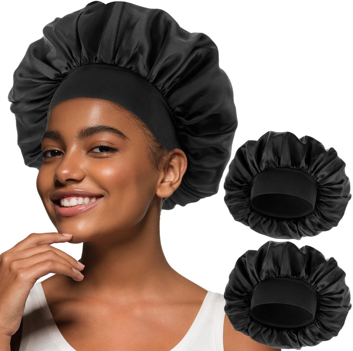 Dailygoods- Zijden Bonnet 100% Zijde - Verstelbare Haarmuts - Ademend en Lichtgewicht - Omkeerbare Slaapmuts - Zacht en Comfortabel - Geschikt voor Mannen en Vrouwen - Haarcap