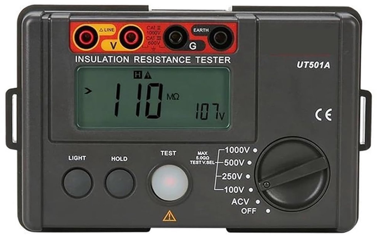 Isolatieweerstandstester - Megohmmeter Digitale Meter - Elektrische Tests Uitvoeren - Veelzijdig Spanningsbereik - Tot 5 GΩ - Zwart