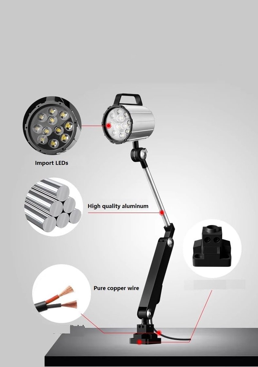 LED Werklicht - Machine Verlichting - Werkplaats Verlichten - Waterdicht IP68 - 400 mm - Zwart