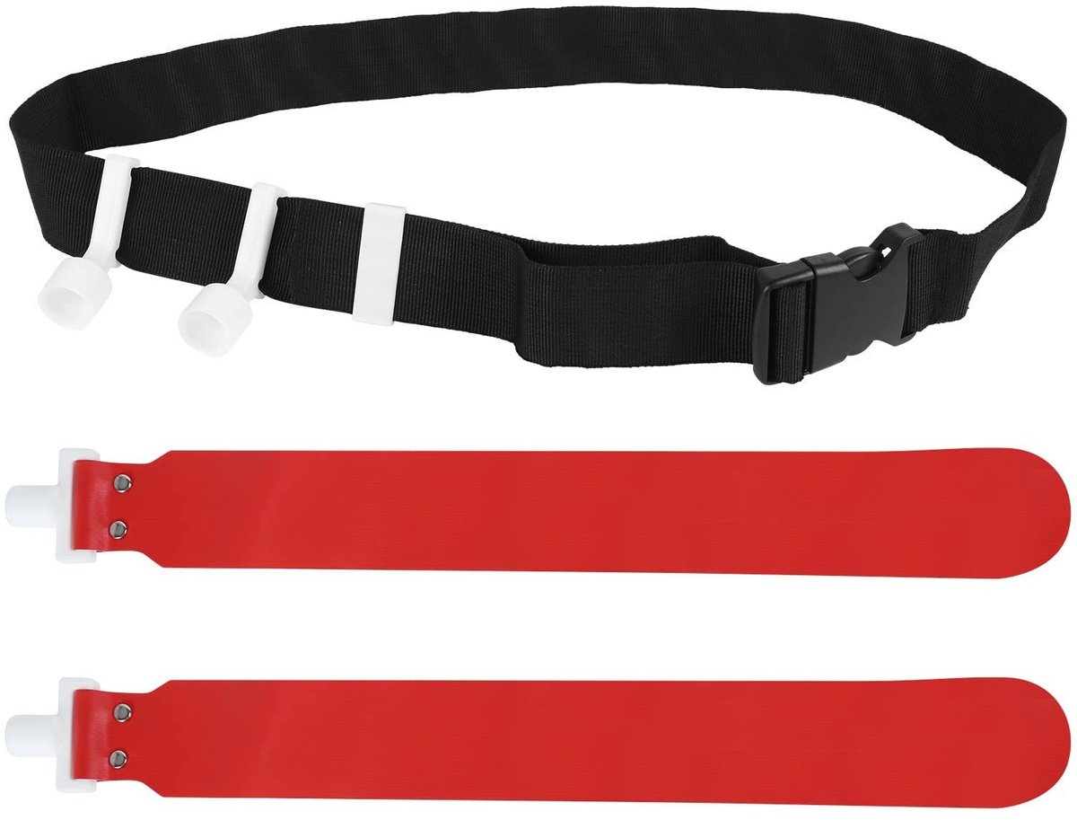 Dailygoods- Voetbalkit Duurzaam - Vlaggenvoetbalriem - PVC Tailleriem - Verstelbare Powergesp - 2 Vlaggen - 120 cm Lengte - Vlaggenvoetbal