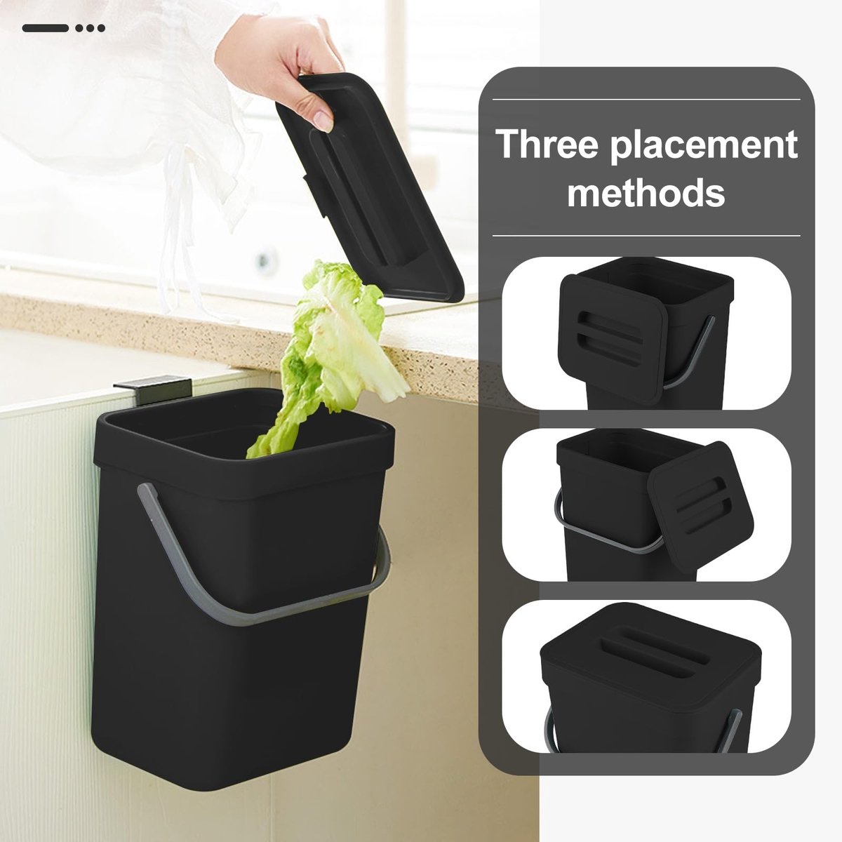 Dailygoods- Compostbak Hangend - 5 Liter/3 Liter - Organische Afvalbak - Muurmontage - Stijlvol Ontwerp - Duurzaam en Functioneel