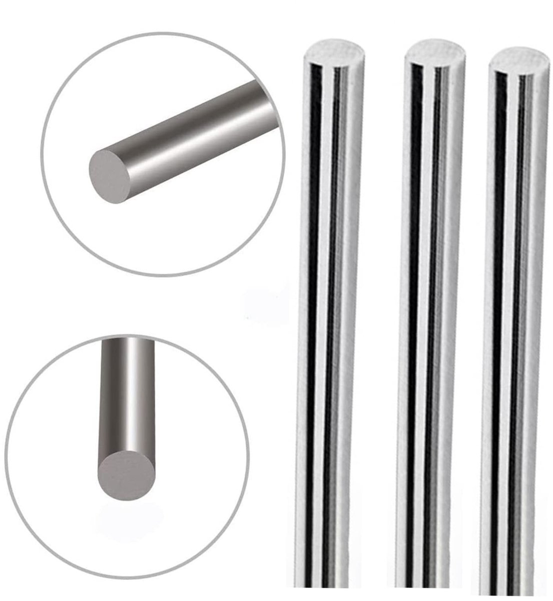 Dailygoods- Ronde Staaf 304 Roestvrij Staal - 6mm x 300mm - Solid Staven - DIY Craft - Modelauto/Vliegtuig/Schip - Duurzaam en Roestbestendig
