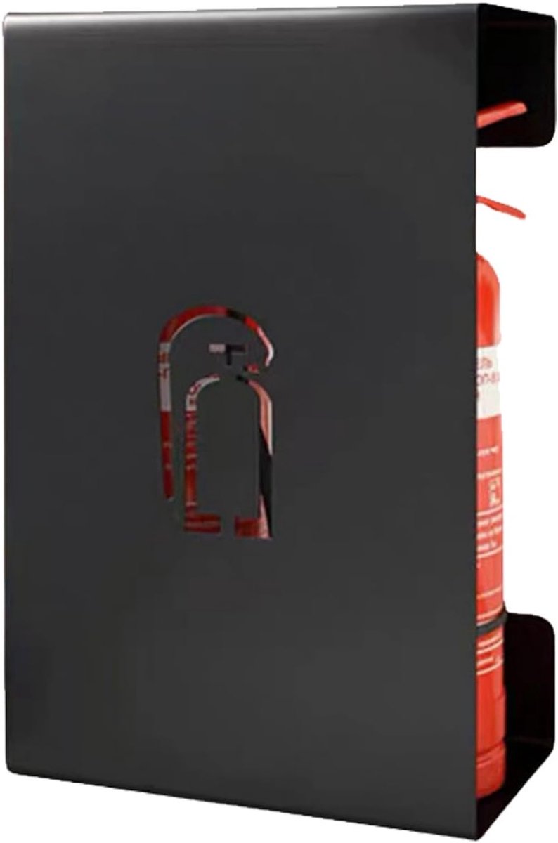 Brandblusser Houder - Veiligheidskast - Brandveiligheid Organiseren - Afgeronde Hoeken - 55 cm Hoog - Zwart