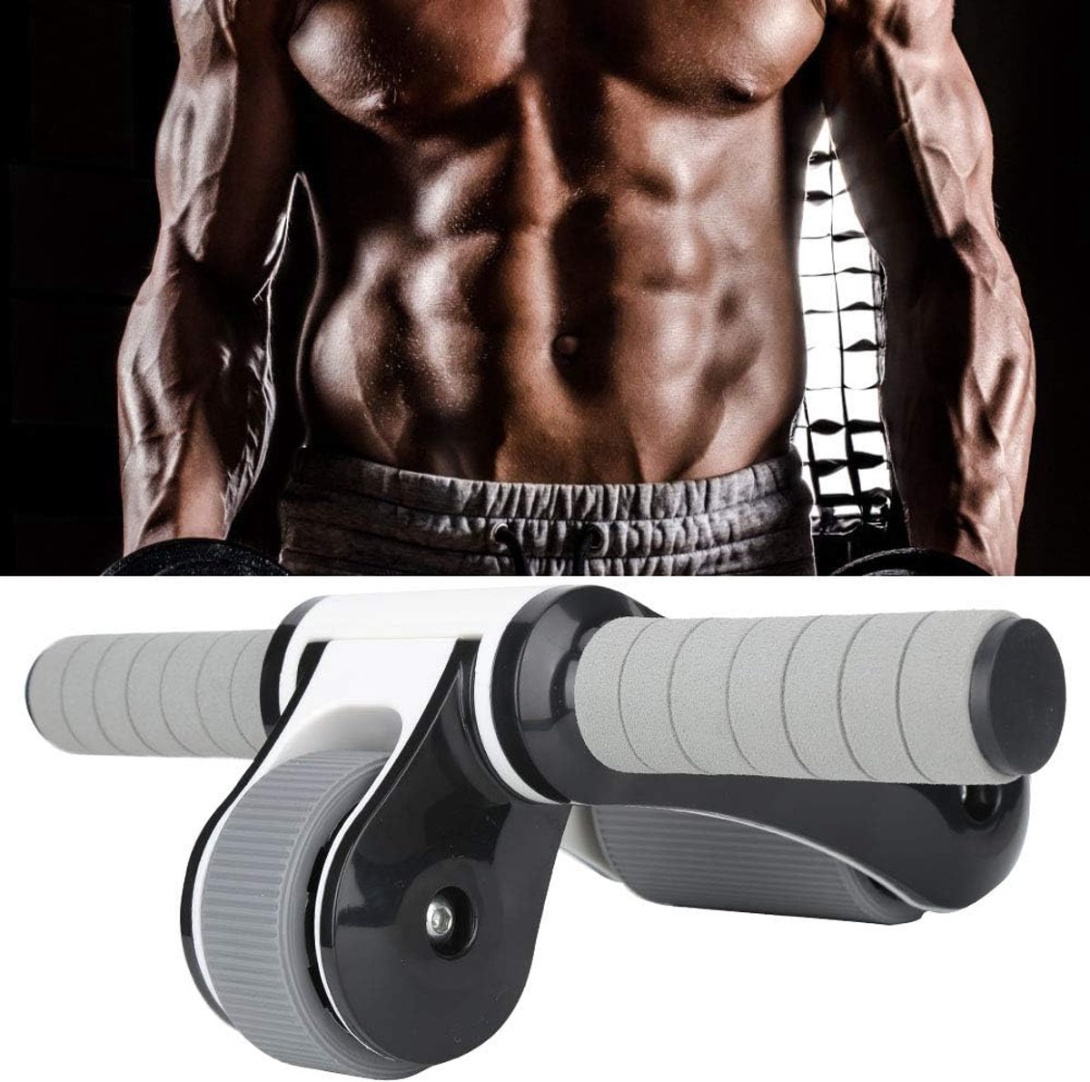 Buikspierwiel - Fitnessroller - Buikspieren Trainen - Driehoek Stabiliteit - 22 x 19 x 11 cm - Zwart