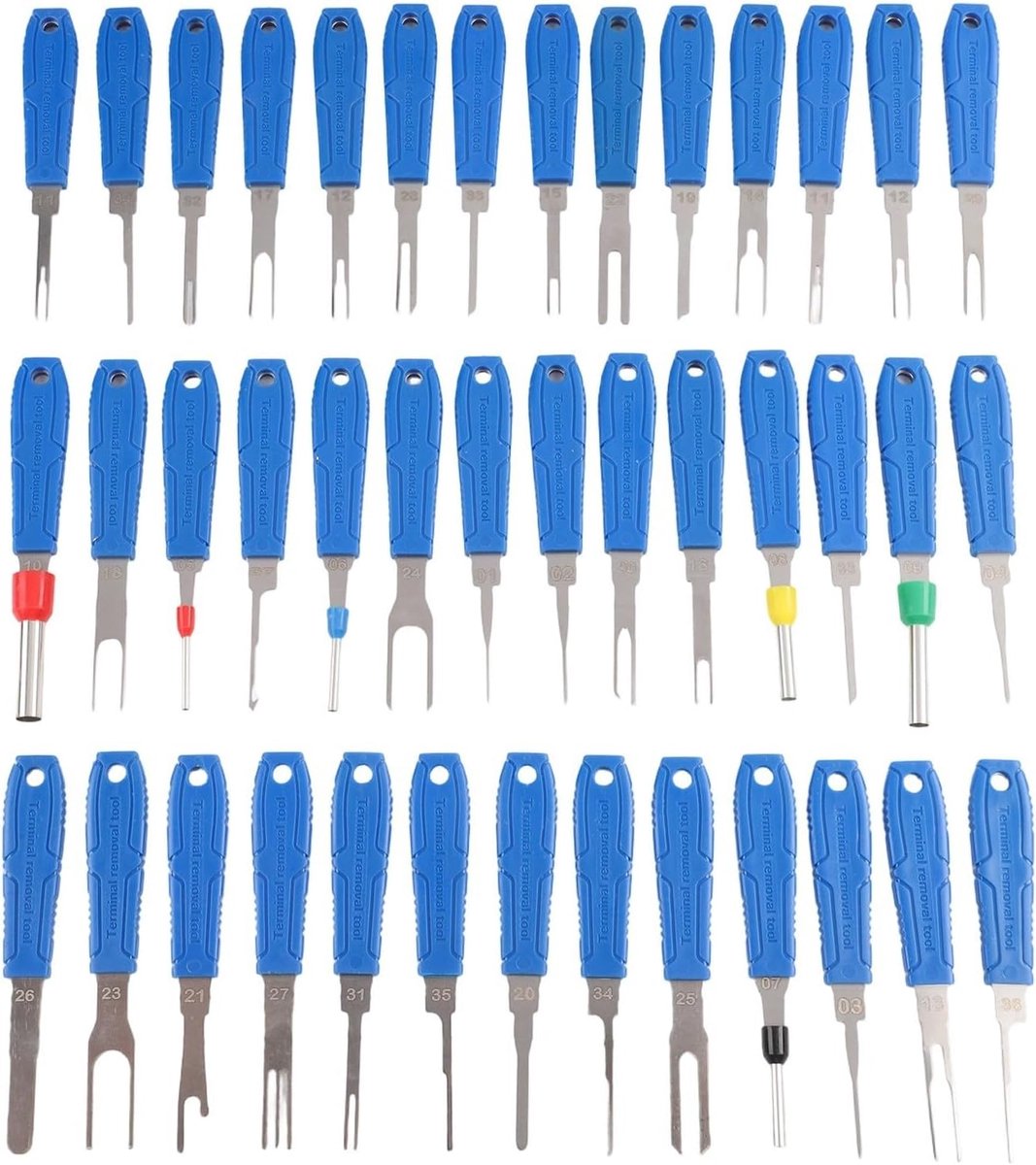 Terminal Verwijder Set - Connector Gereedschap - Kabelboom Reparatie - 41 Delig - 25 x 15 x 5 cm - Blauw