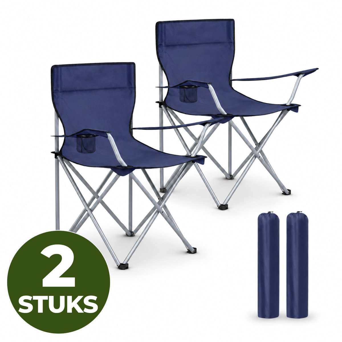 Bol.com ACAZA Campingstoelen Set van 2 - Campingstoel - Strandstoel - BASIC - Draagvermogen 120 kg - Klapstoel - Kampeerstoel - ... aanbieding