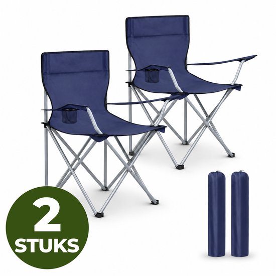 ACAZA Campingstoelen Set van 2 - Campingstoel - Strandstoel - BASIC - Draagvermogen 120 kg - Klapstoel - Kampeerstoel - Vouwstoel - Camping - Strandstoel Opvouwbaar - Visstoel - Klapstoelen - Festival Stoel - Blauw