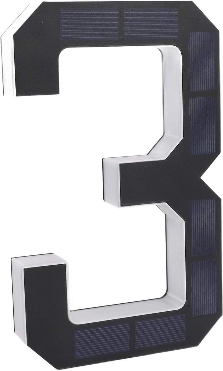 Verlicht Huisnummer - Adresbord LED - Huis Identificatie - Op Zonne-energie - 24 cm Lengte - Zwart