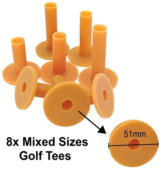 Golftees 8x Set van Zacht Rubber - Diverse Maten 35/42/54/60/65/70/75/80 mm - Duurzaam - Golfaccessoire - Geschikt voor Driving Range - Beschermt Clubkop — afbeelding 2