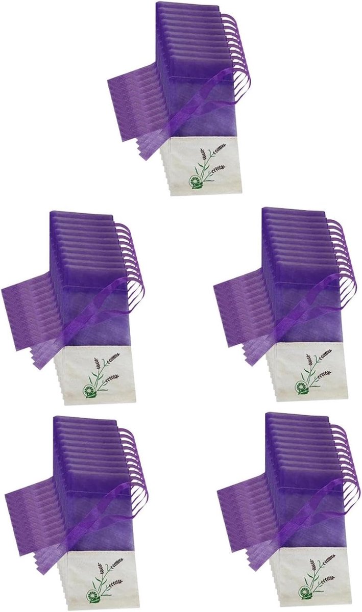 Lavendel Zakjes - Geur Zakjes - Geur Verfrissing - Met Lint - 5 Sets - Paars