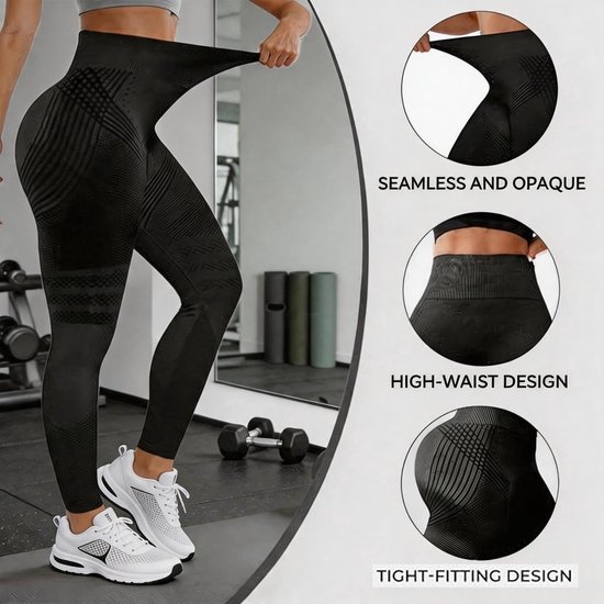 Dailygoods- Compressielegging Dames Hoge Taille - 3D Anti-Cellulitis - Push-Up Legging - Lymfedrainage - Sportkleding - Ideaal voor Yoga/Sport - Sportlegging van Dailygoods — afbeelding 3