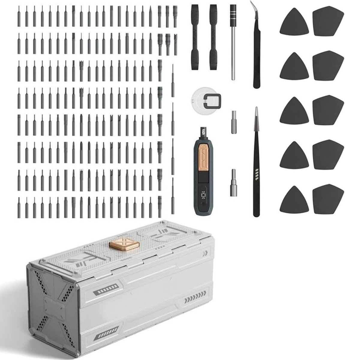 Schroevendraaierset - Reparatiegereedschap - Elektronica Repareren - 180 Delig - Magnetische Bits - Grijs