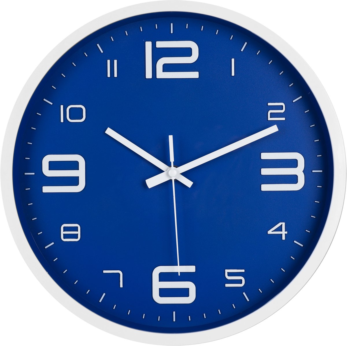 IvoQ Wandklok Blauw - 30 cm - Stil Uurwerk - Moderne 3D Muurklok - Analoog - Goed Leesbaar