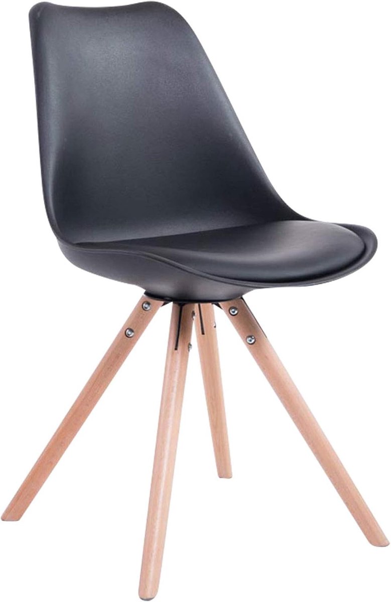Eetkamerstoel - Stoel Kunstleer - Comfortabel Zitten - Houten Frame - 83.5 cm Hoog - Zwart