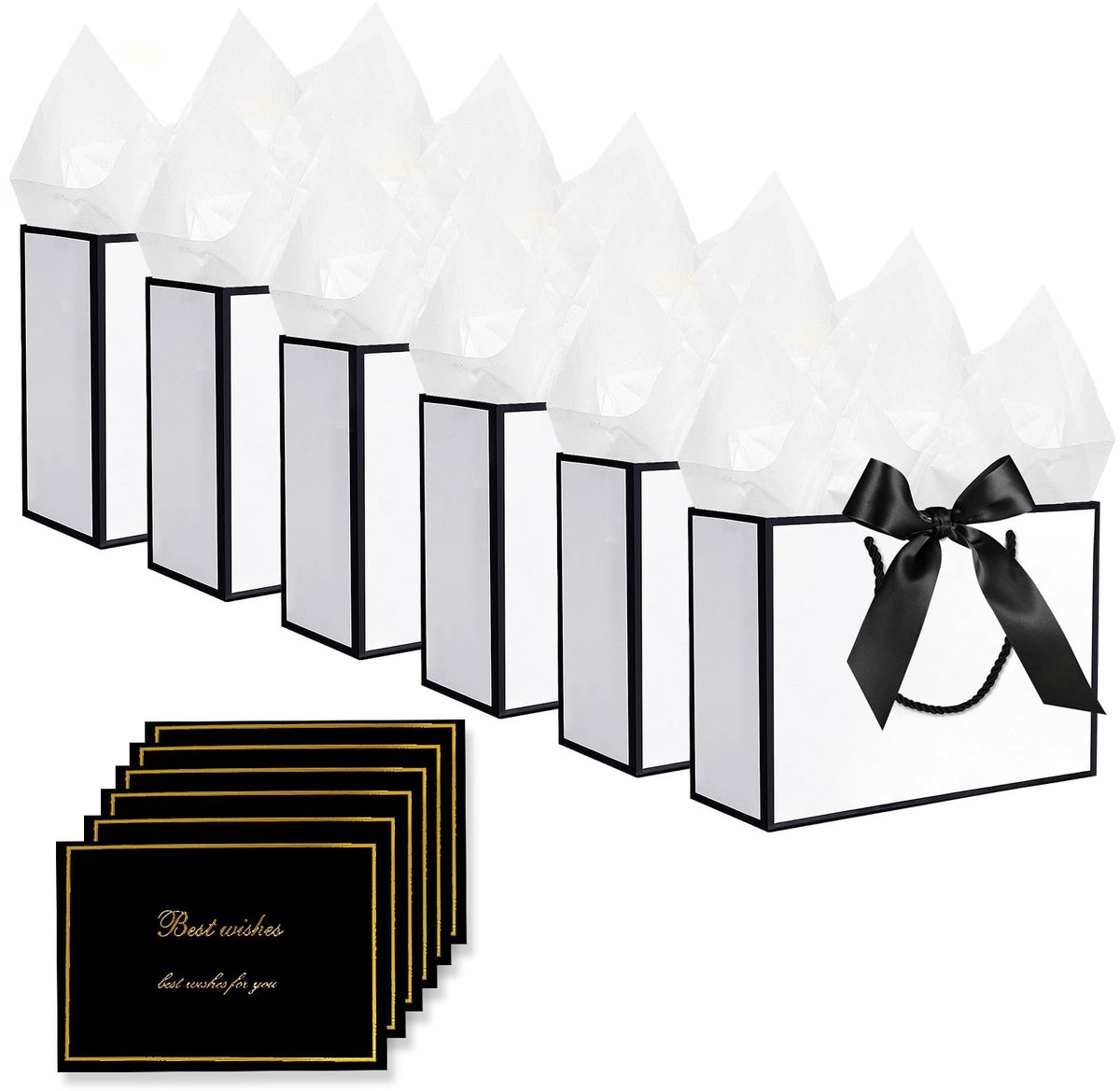 Dailygoods - Geschenkzakjes met Wenskaarten en Zakdoeken - Set van 6 Grote Cadeauzakjes