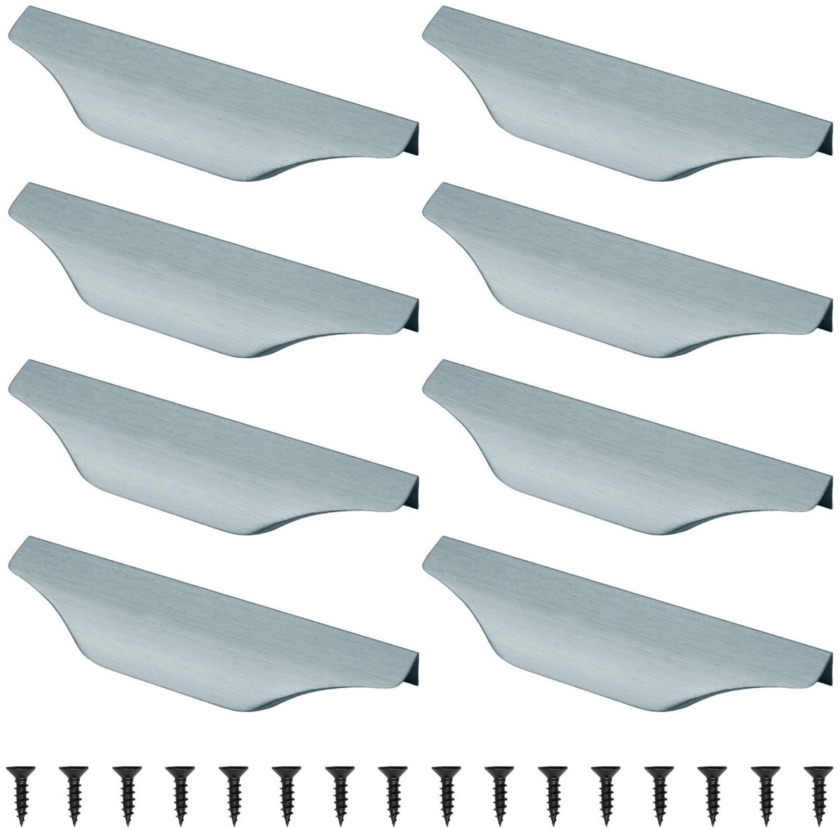 Dailygoods- Vingertrekt Handvat 150mm - Aluminiumlegering - Geborsteld Grijs - 8 Stuks - Sterk en Duurzaam - Modern Ontwerp - Meubelhandgreep