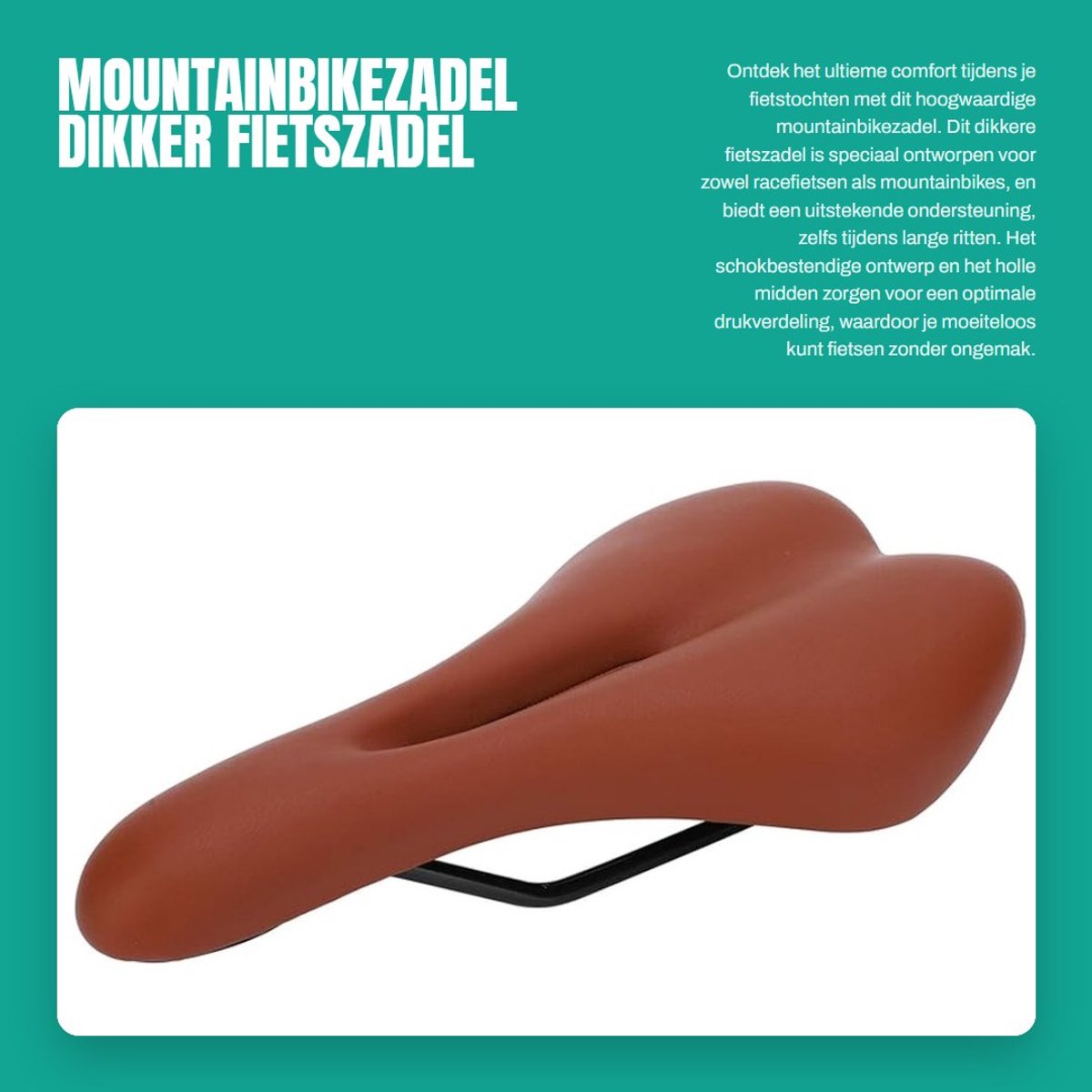 Dailygoods- Fietszadel Dikker - Schokbestendig - Fietskussen - Voor Racefietsen - Voor Mountainbikes - Polyurethaan/Kunststof - Fietsstoel