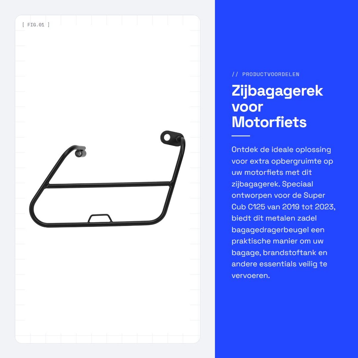 Dailygoods- Zijbagagerek Duurzaam - Metalen Zadelbeugel - Brandstoftankhouder - Handige Opbergoplossing - Eenvoudige Installatie - Zwarte Coating - Bagagedrager